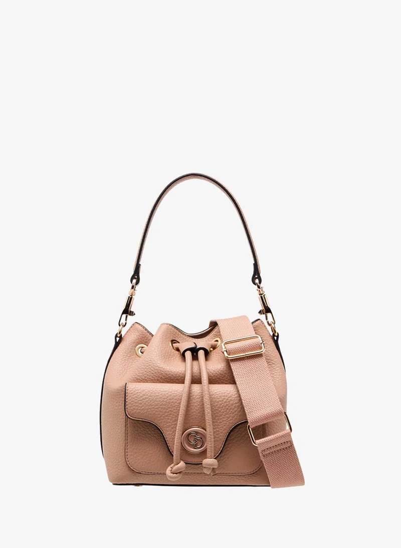 Celeste Women's Textured Bucket Bag with Drawstring Closure and Adjustable Strap