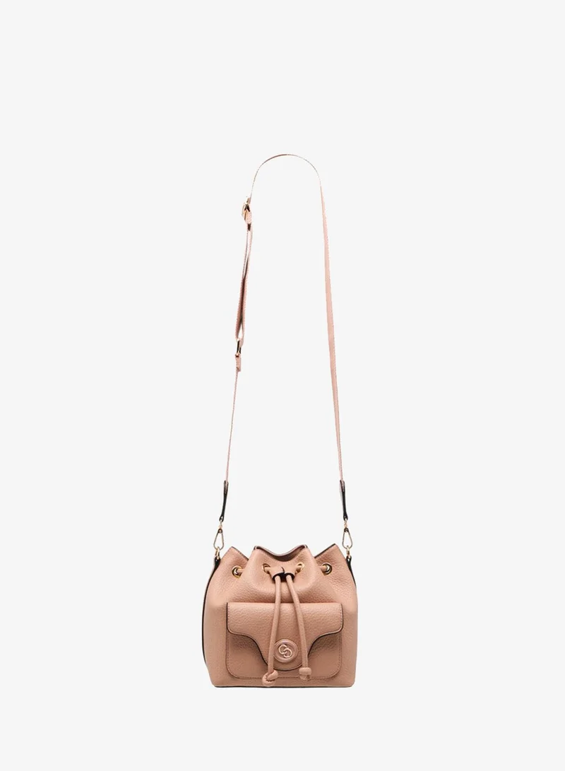 Celeste Women's Textured Bucket Bag with Drawstring Closure and Adjustable Strap