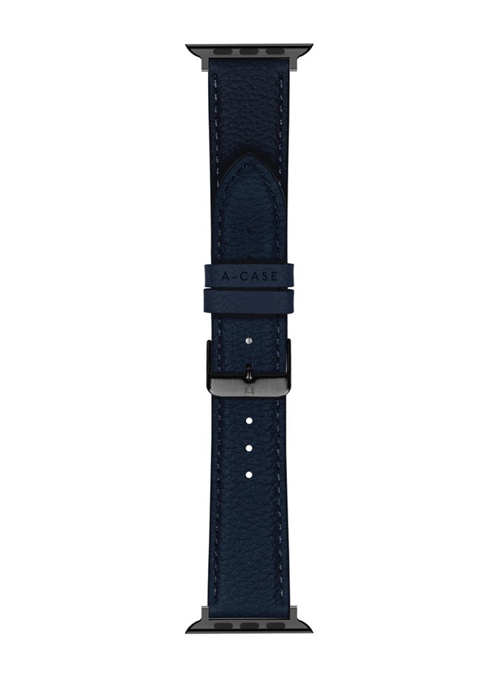 A-CASE - A-CASE Apple Watch Band 42mm 44mm 45mm 49mm, Amur Series Genuine Leather Strap for iWatch Ultra SE2 SE Series 8 7 6 5 4 3 2 1, Stylish & Durable Replacement Wristband for Men & Women – Blue - Image 1