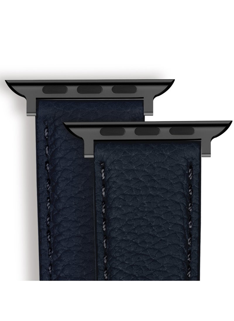 A-CASE - A-CASE Apple Watch Band 42mm 44mm 45mm 49mm, Amur Series Genuine Leather Strap for iWatch Ultra SE2 SE Series 8 7 6 5 4 3 2 1, Stylish & Durable Replacement Wristband for Men & Women – Blue - Image 1