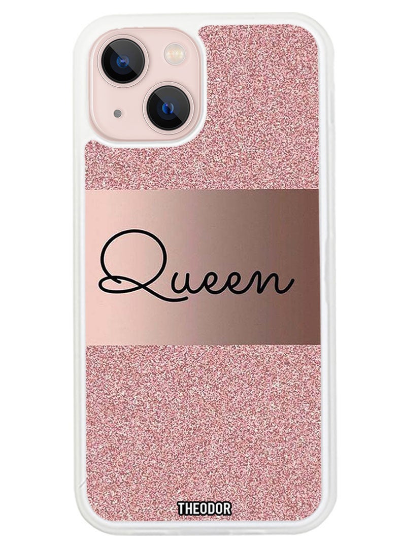 Theodor Protective Case Cover For APPLE IPHONE 14 DCQ0000297 Queen Glitters BG (White Bumper) - Image 1