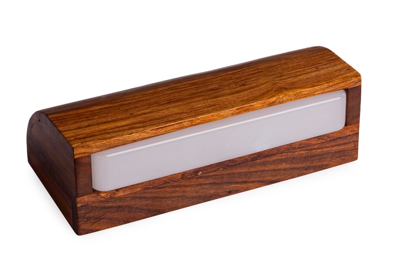 Green House Handmade Sheesham Wood Wall Lamp | Picture/Dressing/Mirror/Vanity/Washbasin/Focus Light | 10W Tri-Colour LED | 9 Inches Wide | Home Decor Lighting for Bedroom, Living Room - Image 1