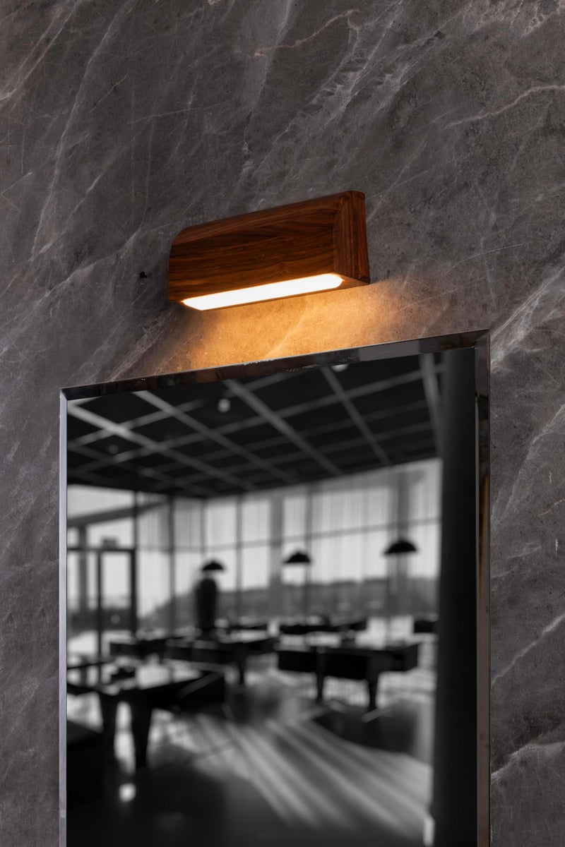 Green House Handmade Sheesham Wood Wall Lamp | Picture/Dressing/Mirror/Vanity/Washbasin/Focus Light | 10W Tri-Colour LED | 9 Inches Wide | Home Decor Lighting for Bedroom, Living Room - Image 2