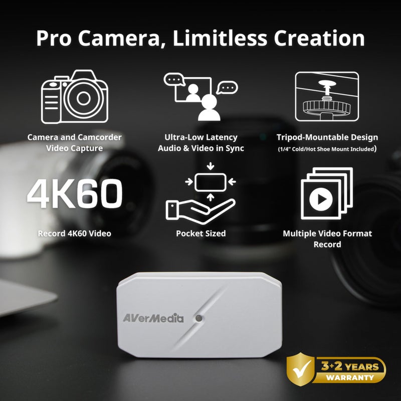 AVerMedia 4K60 HDMI Capture Card for DSLR, Camcorder, Action Camera, Low Latency for Live Streaming & Video Conferencing on OBS, Zoom, Twitch, Compatible with Win11, Mac, iPad - CamStream 4K BU113G2 - Image 2