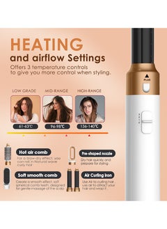 BESTIS [Upgrade] 5 In 1 Hair Dryer Brush Hot Comb Set 1000W Hot Air Hair Curler and Straightener Styling Tool Comb Curling Brush Suitable for Women Hair Types - White Gold  - Image 2