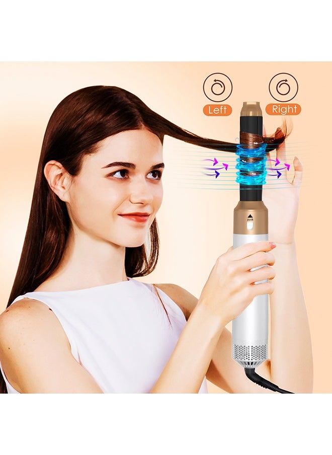 BESTIS [Upgrade] 5 In 1 Hair Dryer Brush Hot Comb Set 1000W Hot Air Hair Curler and Straightener Styling Tool Comb Curling Brush Suitable for Women Hair Types - White Gold  - Image 3