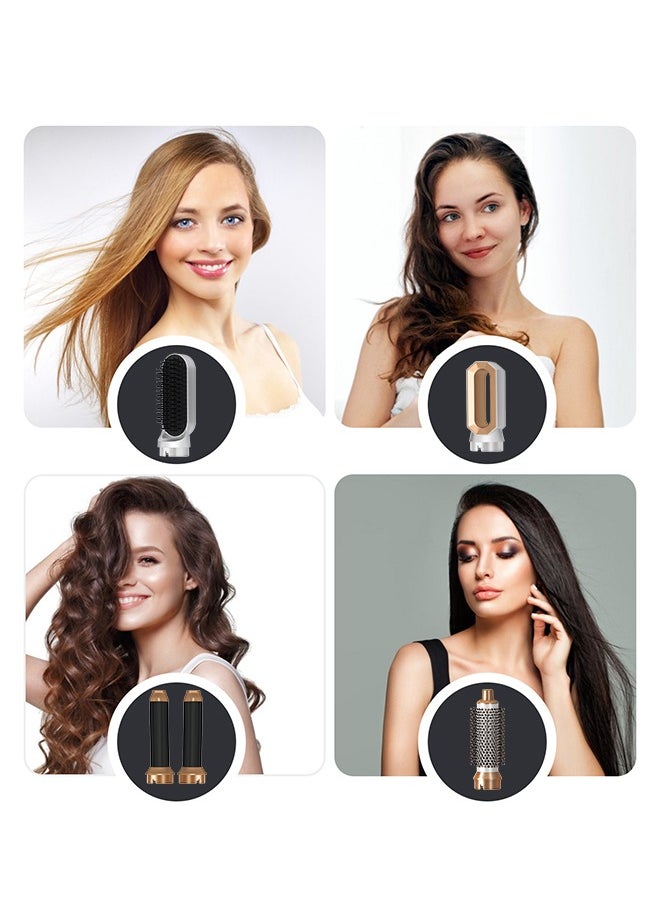 BESTIS [Upgrade] 5 In 1 Hair Dryer Brush Hot Comb Set 1000W Hot Air Hair Curler and Straightener Styling Tool Comb Curling Brush Suitable for Women Hair Types - White Gold  - Image 4