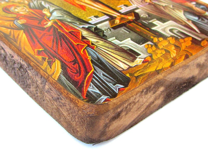 Iconsgr Wooden Greek Christian Orthodox Wood Icon of The Crucifixion / MP2 - Image 4