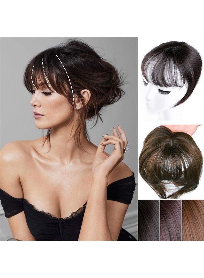LesafeV Mini Fringe Hairpiece Straight Clip in Forehead Topper with Wispy Bangs Extension Light Brown - Image 1