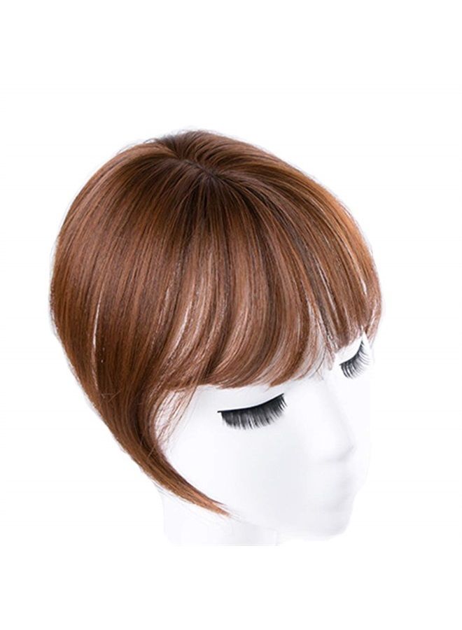 LesafeV Mini Fringe Hairpiece Straight Clip in Forehead Topper with Wispy Bangs Extension Light Brown - Image 5