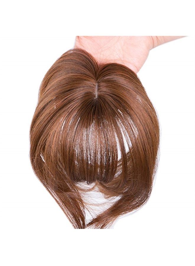 LesafeV Mini Fringe Hairpiece Straight Clip in Forehead Topper with Wispy Bangs Extension Light Brown - Image 4