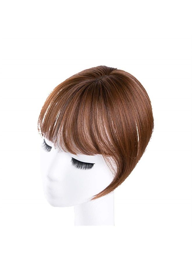 LesafeV Mini Fringe Hairpiece Straight Clip in Forehead Topper with Wispy Bangs Extension Light Brown - Image 3