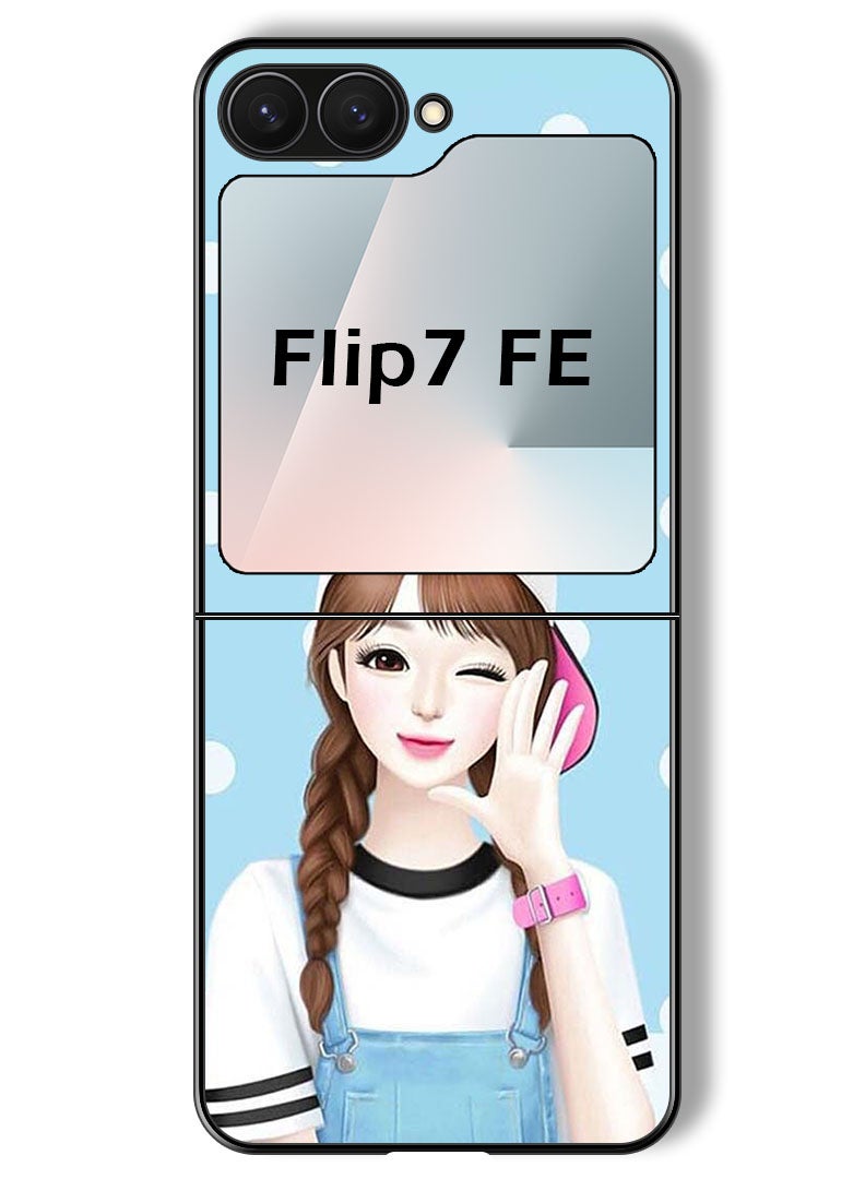 Theodor Case Compatible with Samsung Galaxy Z Flip 7 FE 6.7 Inch Protection Shockproof Bumper Cover Girl Wear Cap - Image 1