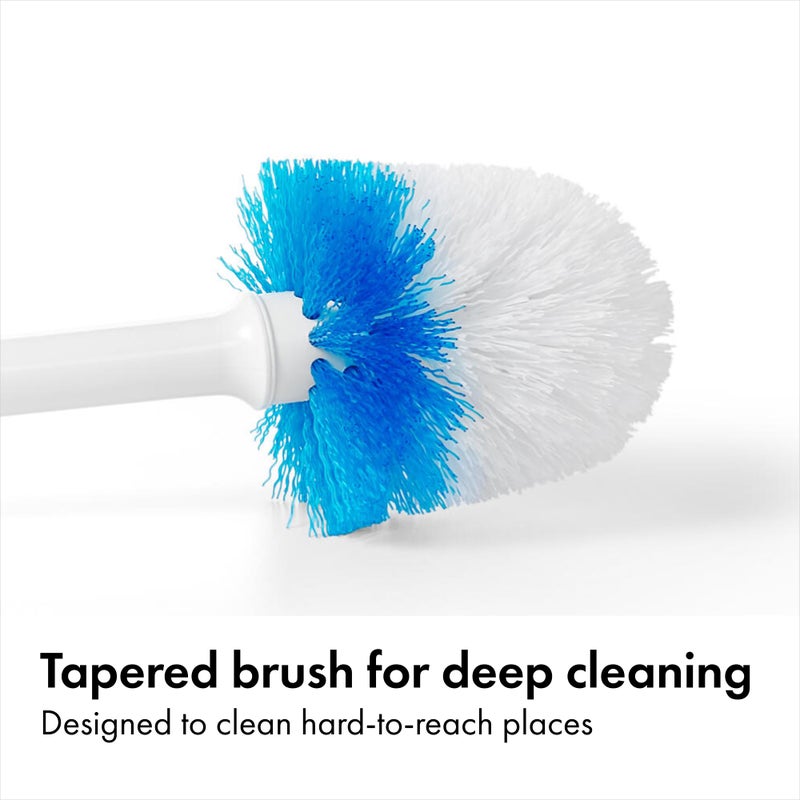 OXO Good Grips Compact Toilet Brush & Canister, Toilet Bowl Brush and Holder with Automatic Canister Door, Bathroom and Small Spaces Cleaning Supplies Essential - Image 3