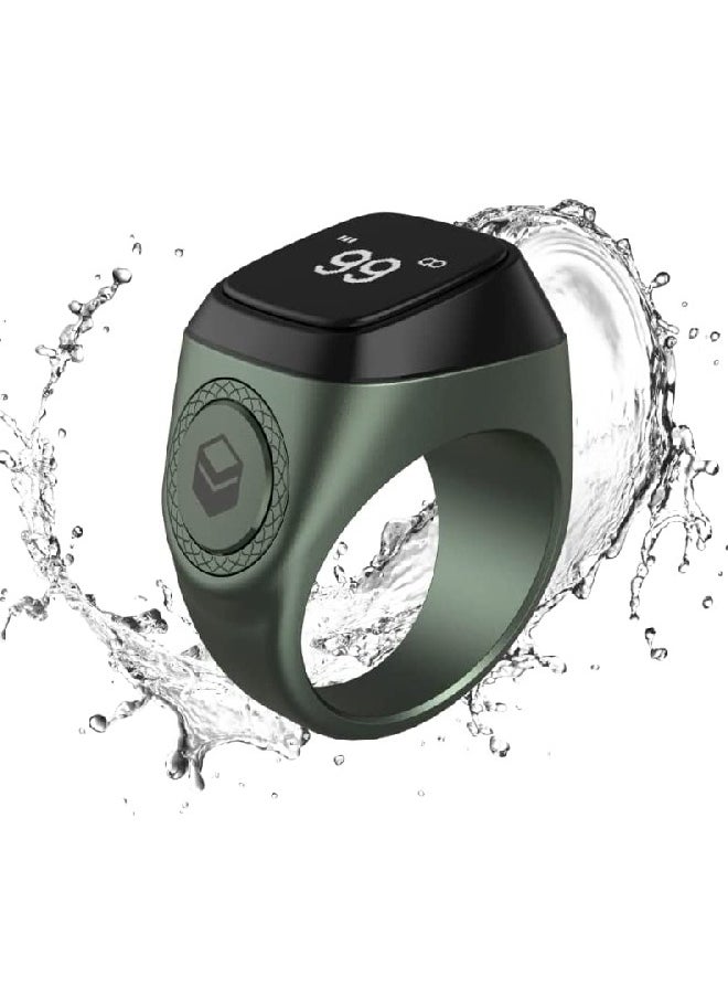 iQIBLA Smart Tasbih Zikr Aluminium Ring 18mm Dark Green  - Image 1