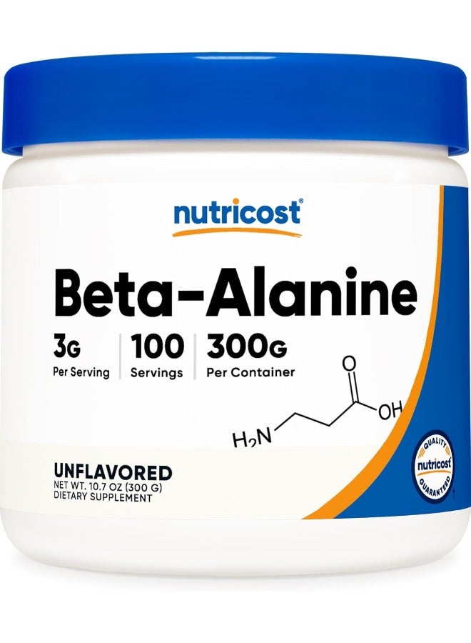 Nutricost Beta Alanine Supplement Powder, 300g - 3g Per Serving - Image 1