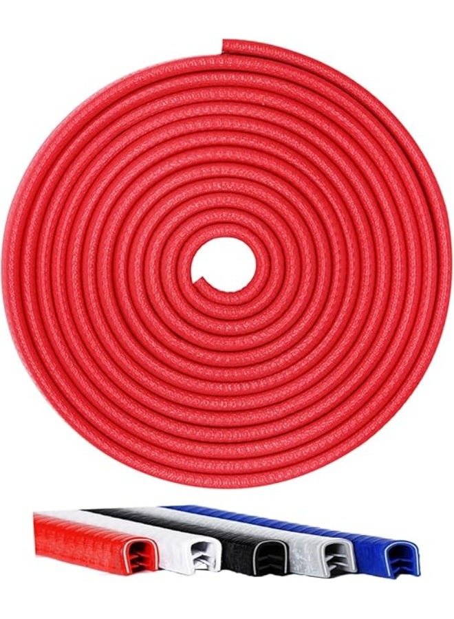 Car Door Edge Guards,U Shape Edge Trim Rubber Seal Protector Rubber Car Door Protector Car Protection Door Edge Anti-Collision Rubber Clips Fit for Most Car 16.4Ft (Red) (5M)