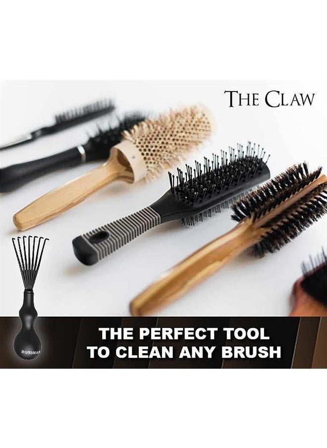 bossman - THE CLAW Hair Brush Cleaner Tool - Cleans Boar Bristle, Wave or Plastic Brushes and Combs - Hairbrush Cleaning Rake - 3 Inch (Black) - Image 1
