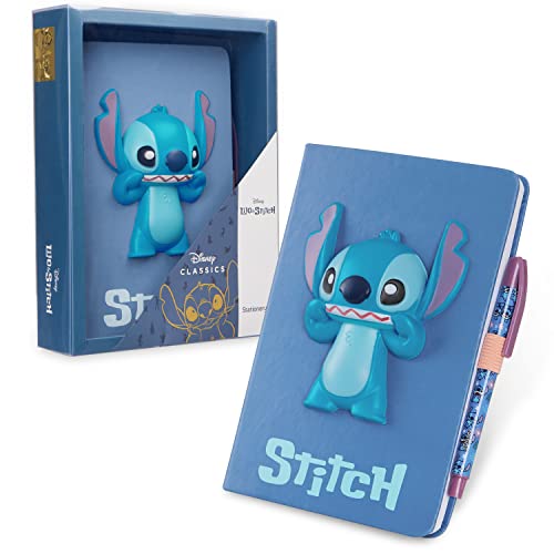 Disney Stitch Kids A5 Notebook with Pen Stationery Set Gifts for Girls Blue 3D - Image 1