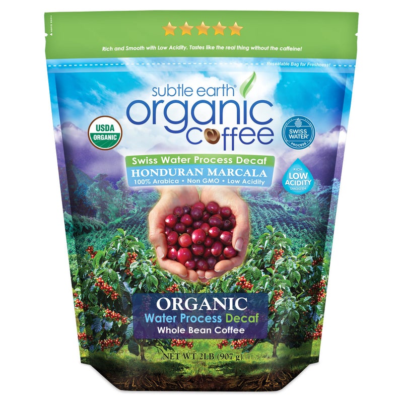 Cafe Don Pablo 2LB Subtle Earth Organic Decaf - Swiss Water Process Decaf - Medium Dark Roast - Whole Bean Coffee - Low Acidity - Organic Certified by CCOF - 2 Pound Bag - Image 1