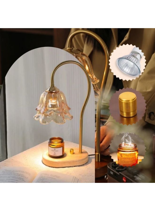 Lily Of The Valley Aromatherapy Lamp Wax Lamp Mood Lamp Tulip Atmosphere Lamp Luxury Glass Nightlight Bedroom Bedside Lamp-Light Source Power:Dimmer Switch-Light Color:Log Color Timing Dimmer Switch Stepless  - Image 1