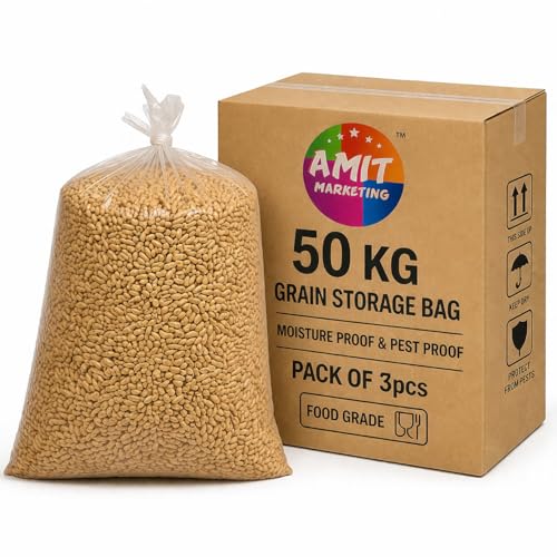 Amit Marketing EVOH Hermetic Grain Storage Bags 50kg | Long-Term Dry Grain Storage - Moisture-Proof Bags for Rice, Wheat, Pulses, Corn & More (Pack of 3) - Image 1