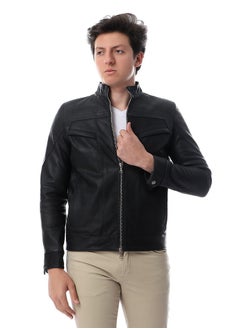 Generic Leather Jacket Mens (C44) Real Lambskin Leather Distressed Motorcycle Jacket  - Image 4