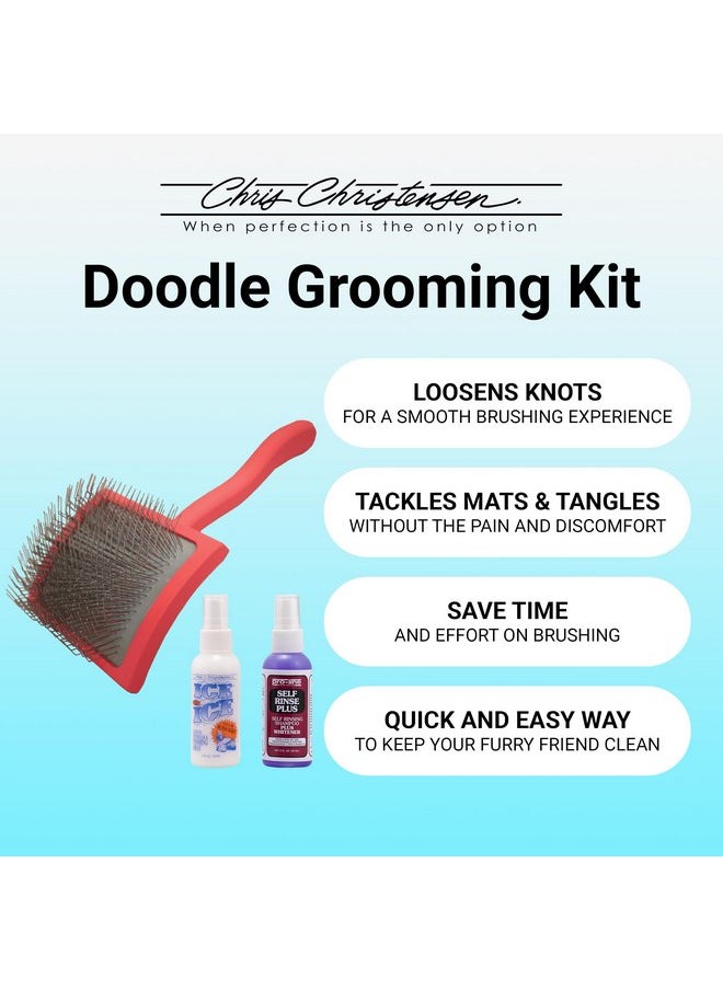 Chris Christensen Chris Christensen Grooming Kit for Goldendoodles, Labradoodles, Poodles with Big G Dog Slicker Brush, Ice on Ice Detangling Spray, Pro Line Self Rinse Plus Spray  - Image 3
