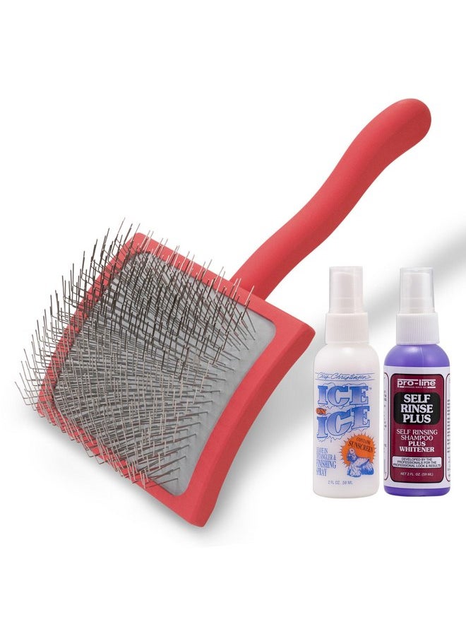 Chris Christensen Chris Christensen Grooming Kit for Goldendoodles, Labradoodles, Poodles with Big G Dog Slicker Brush, Ice on Ice Detangling Spray, Pro Line Self Rinse Plus Spray  - Image 1