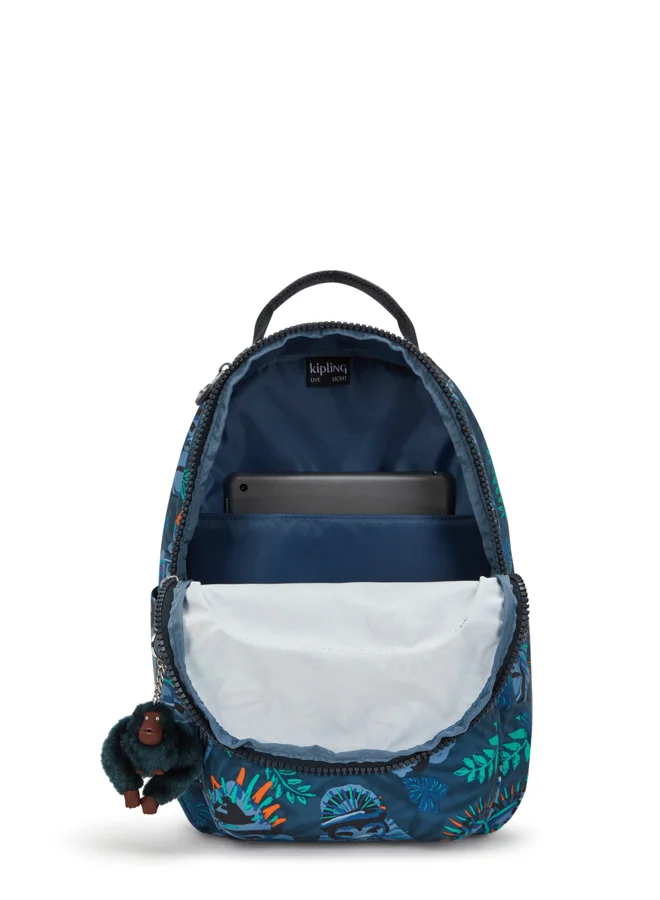 كيبلينغ Small Backpack (With Laptop Protection) Unisex Blue Monkey Fun Seoul S