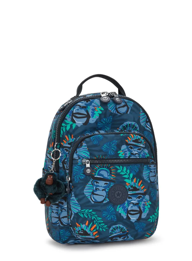 كيبلينغ Small Backpack (With Laptop Protection) Unisex Blue Monkey Fun Seoul S