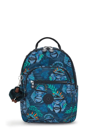 كيبلينغ Small Backpack (With Laptop Protection) Unisex Blue Monkey Fun Seoul S