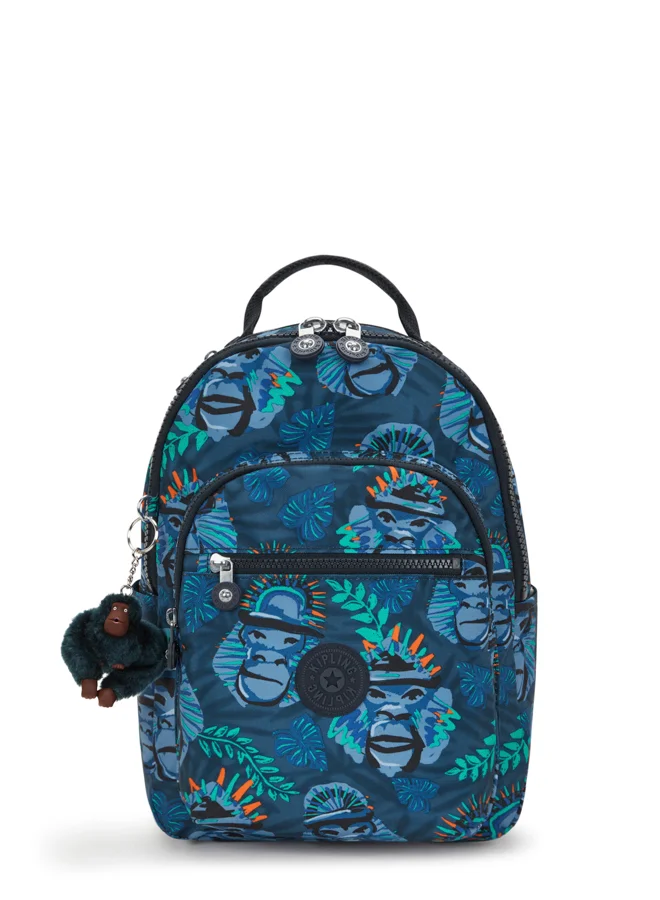 كيبلينغ Small Backpack (With Laptop Protection) Unisex Blue Monkey Fun Seoul S
