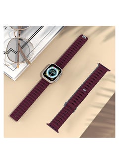 Color Fans Apple Watch Ultra Ocean Band 49mm 45mm 44mm 42mm for Men Women, Soft Silicone Sport Band Replacement Strap for Apple Watch Ultra iWatch Series 8 7 SE 6 5 4 3 2 1 Wine Red  - Image 5