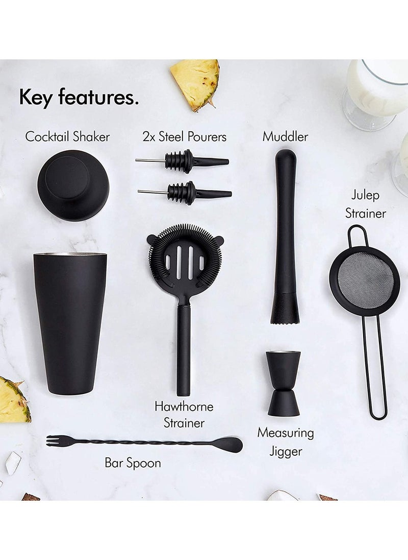 HomarKet 8-Piece Cocktail Shaker Set Matte Black  - Image 2