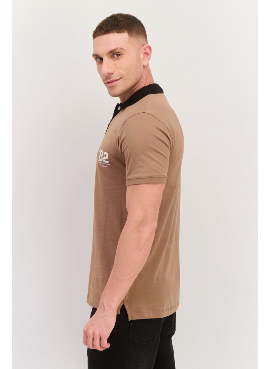 Gazzarrini Men Regular Fit Graphic Print Short Sleeves Polo Shirt, Brown  - Image 3
