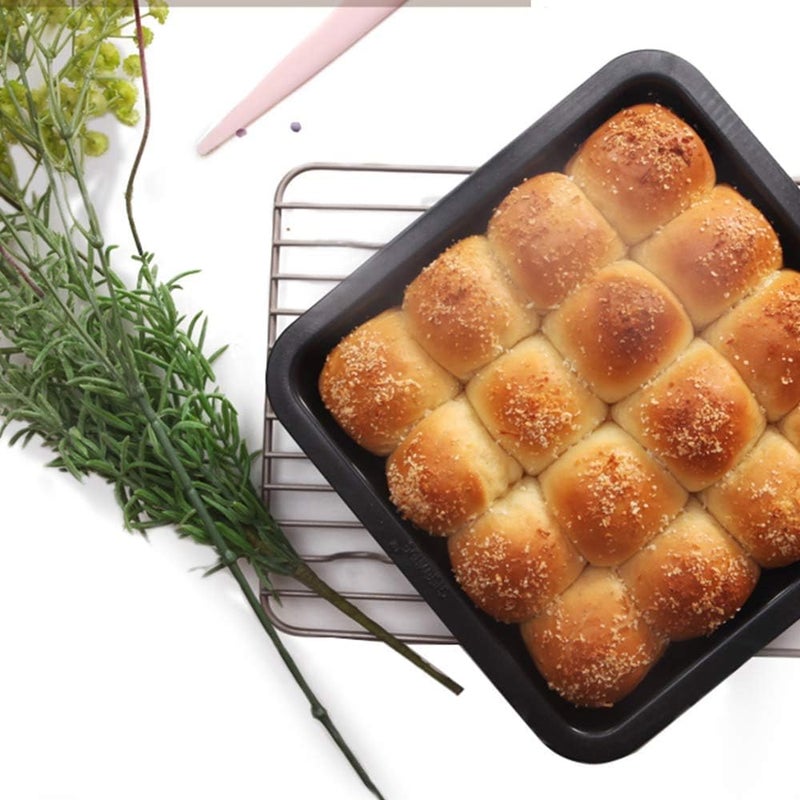 PEGACORN 8 Inch Square Cake Pan Nonstick Bakeware Carbon Steel Toast Mold Baking Tray for Cakes Bread Pizza Black 8 Inch 2 - Image 2