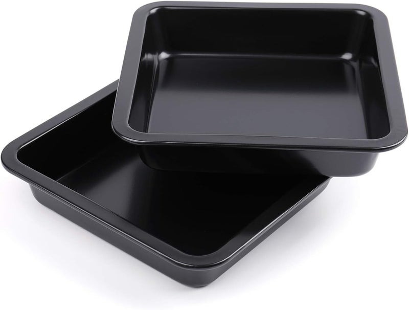 PEGACORN 8 Inch Square Cake Pan Nonstick Bakeware Carbon Steel Toast Mold Baking Tray for Cakes Bread Pizza Black 8 Inch 2 - Image 1