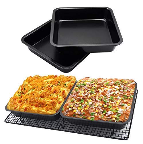 PEGACORN 8 Inch Square Cake Pan Nonstick Bakeware Carbon Steel Toast Mold Baking Tray for Cakes Bread Pizza Black 8 Inch 2 - Image 5