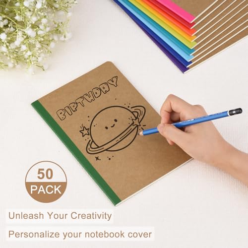 ZCZN 50 Pack Colorful Lined Notebooks Bulk, A5 Journals with 10 Colors, 60 Pages/30 Sheets, 8.3x5.5 Inch, College Ruled Paper, Travel Writing Journal Notebooks for Work,School(50 pack,10 colors) - Image 4