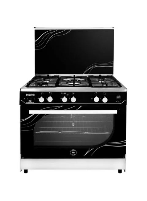 Gas stove, 5 burners, full safety, Hero Digital, Unionaire, cast iron pot holder, 2 keys for oven and grill, 60 x 90 cm, C69-HERO