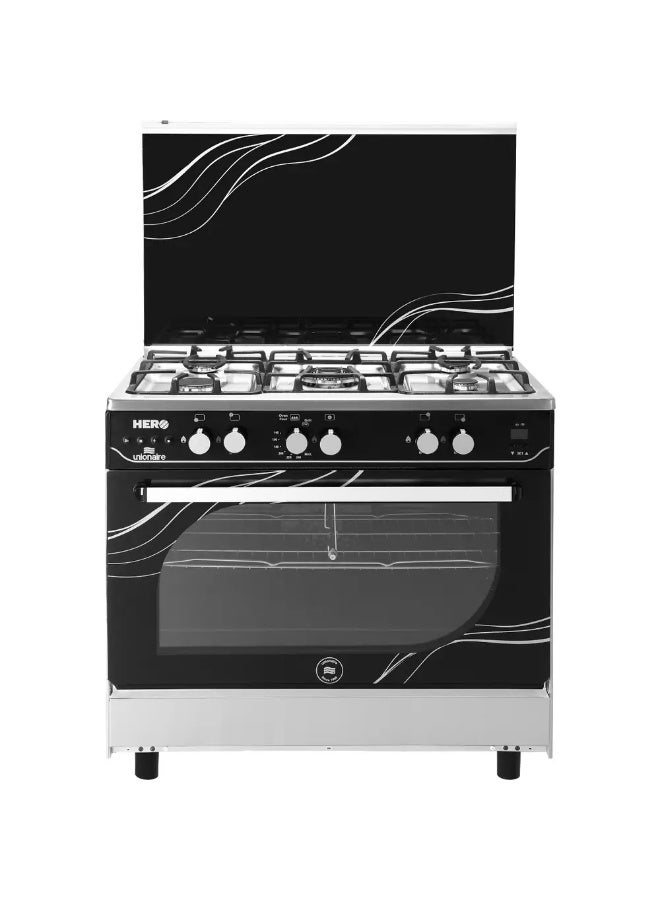 UNIONAIRE Gas stove, 5 burners, full safety, Hero Digital, Unionaire, cast iron pot holder, 2 keys for oven and grill, 60 x 90 cm, C69-HERO - Image 2