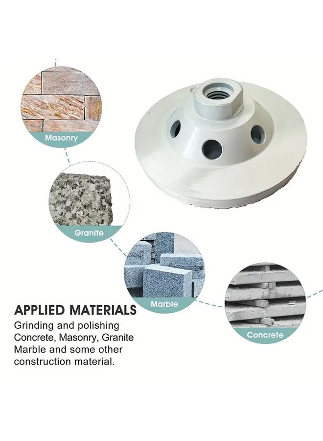 1 Pc 100mm Diamond Grinding Cup Wheel Turbo Disc For Concrete Granite Marble And Masonry Brick M14 Threaded Steel With Hexagonal Grip Design - Image 4