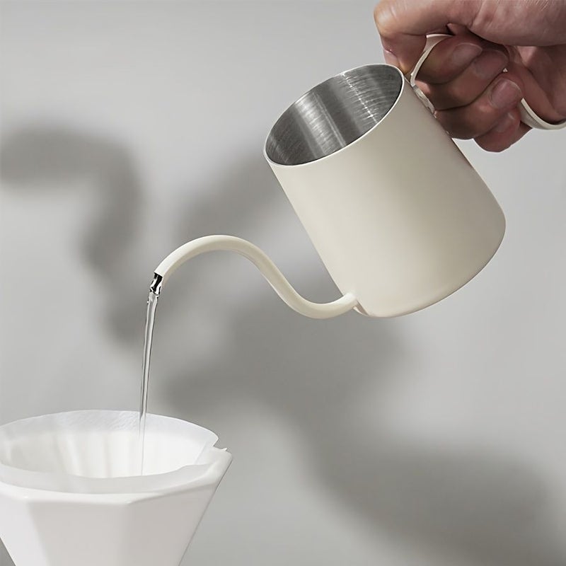 Manual Pour Over Coffee Kettle Set White 8.45oz 304 Stainless Steel - Image 4