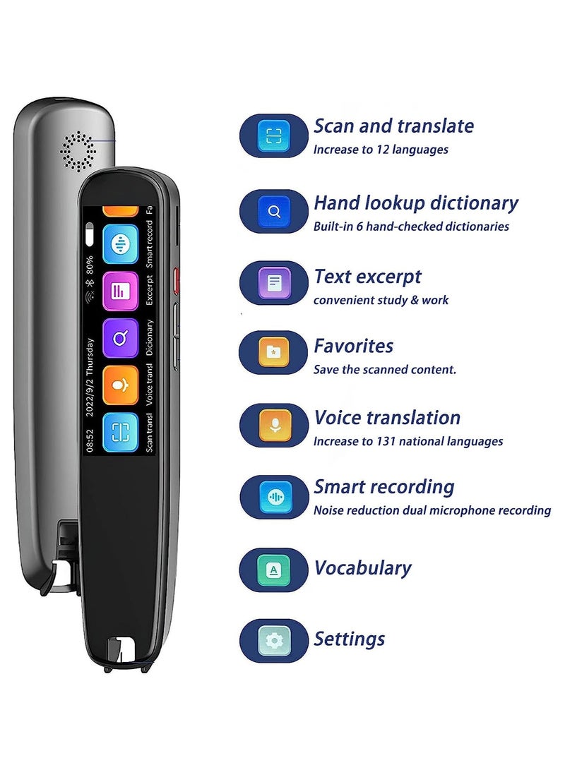 AI Language Translator and Electronic Dictionary, Real Time Voice Translation in 134 Languages, Including Arabic, Supports Instant Offline, WiFi Translation, Equipped with Scanning Reading Function