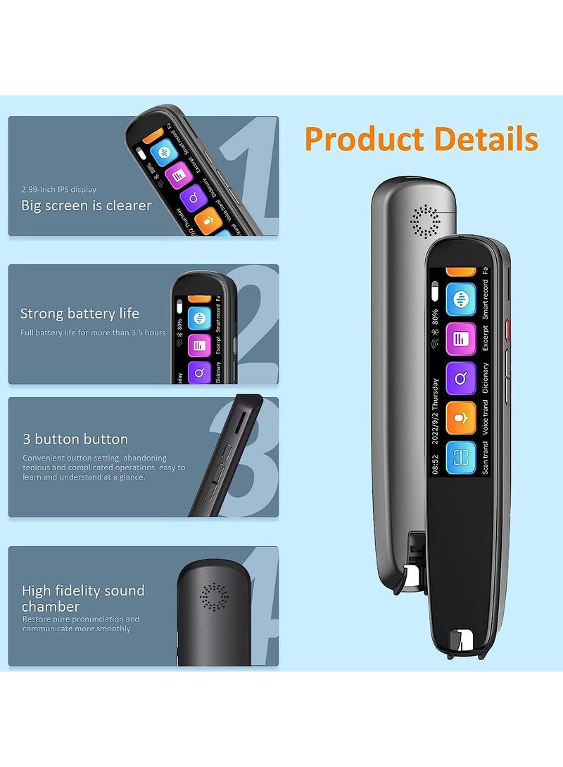 AI Language Translator and Electronic Dictionary, Real Time Voice Translation in 134 Languages, Including Arabic, Supports Instant Offline, WiFi Translation, Equipped with Scanning Reading Function