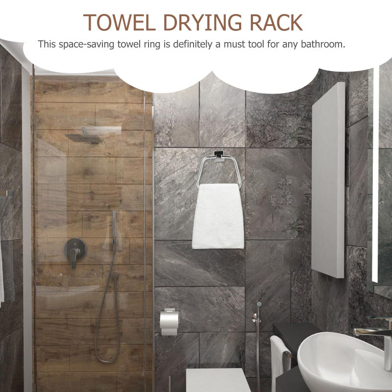 Stainless Steel Wall Mounted Towel Ring 304 Polished Bathroom Hand Towel Rack - Image 5