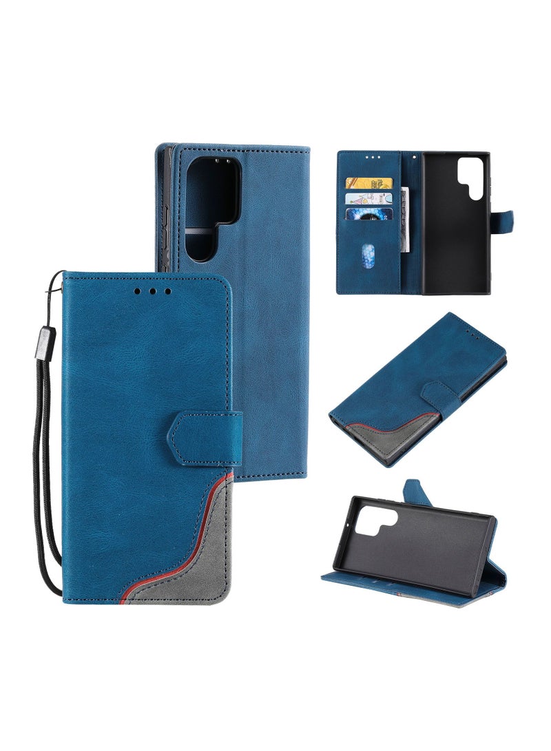 Suteni Color Block Flip Cover Card Slots Leather Phone Case for Samsung - Image 3