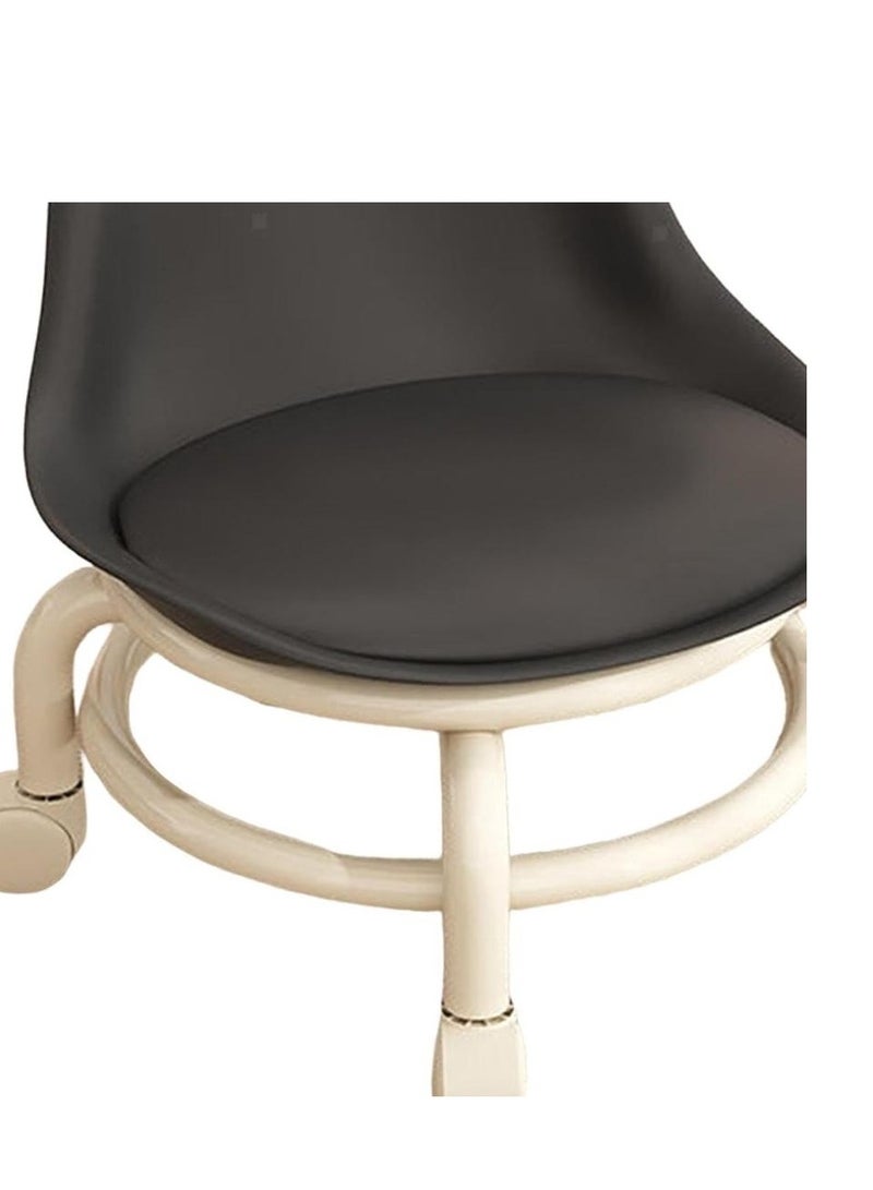 Floor Low Stool With Wheel Strong Metal 360° Rotating With Back Rest - Image 4