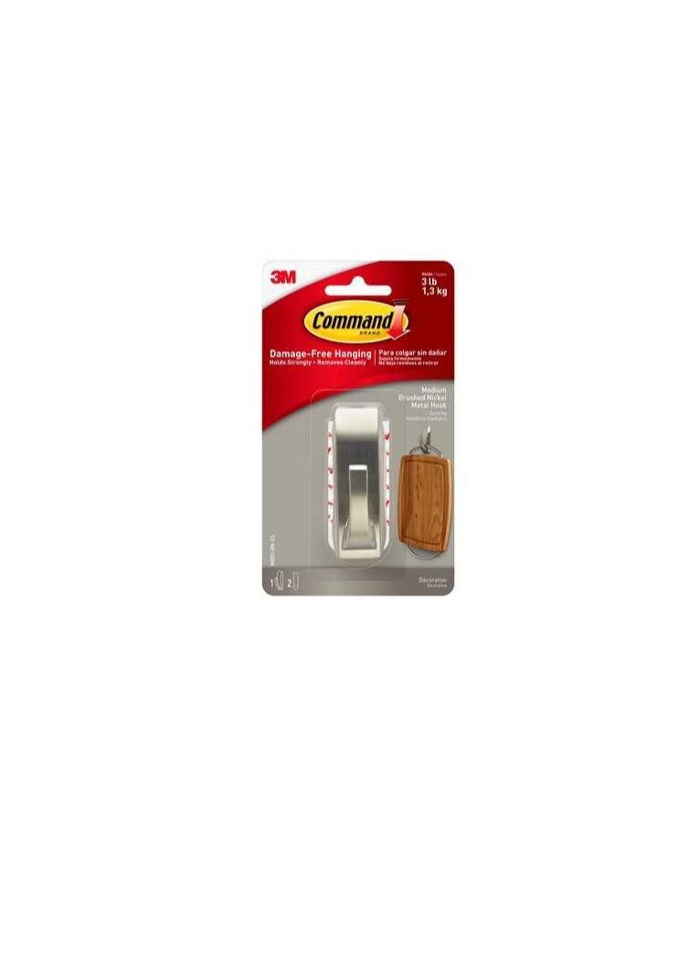 Command Medium Modern Reflections Brushed Nickel Metal Hook  - Image 2